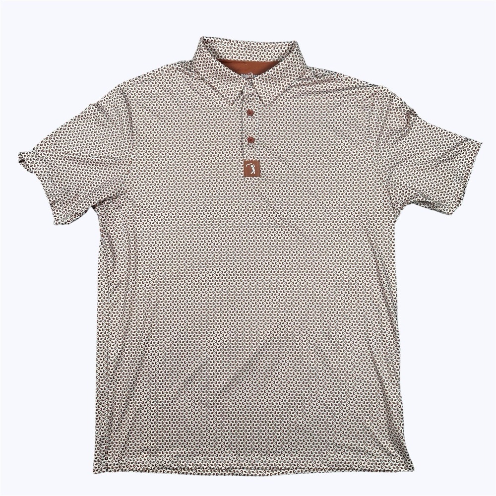 Bogey Bros Men's Get In The Hole AOP Stretch Golf Polo Shirt Sz L EUC